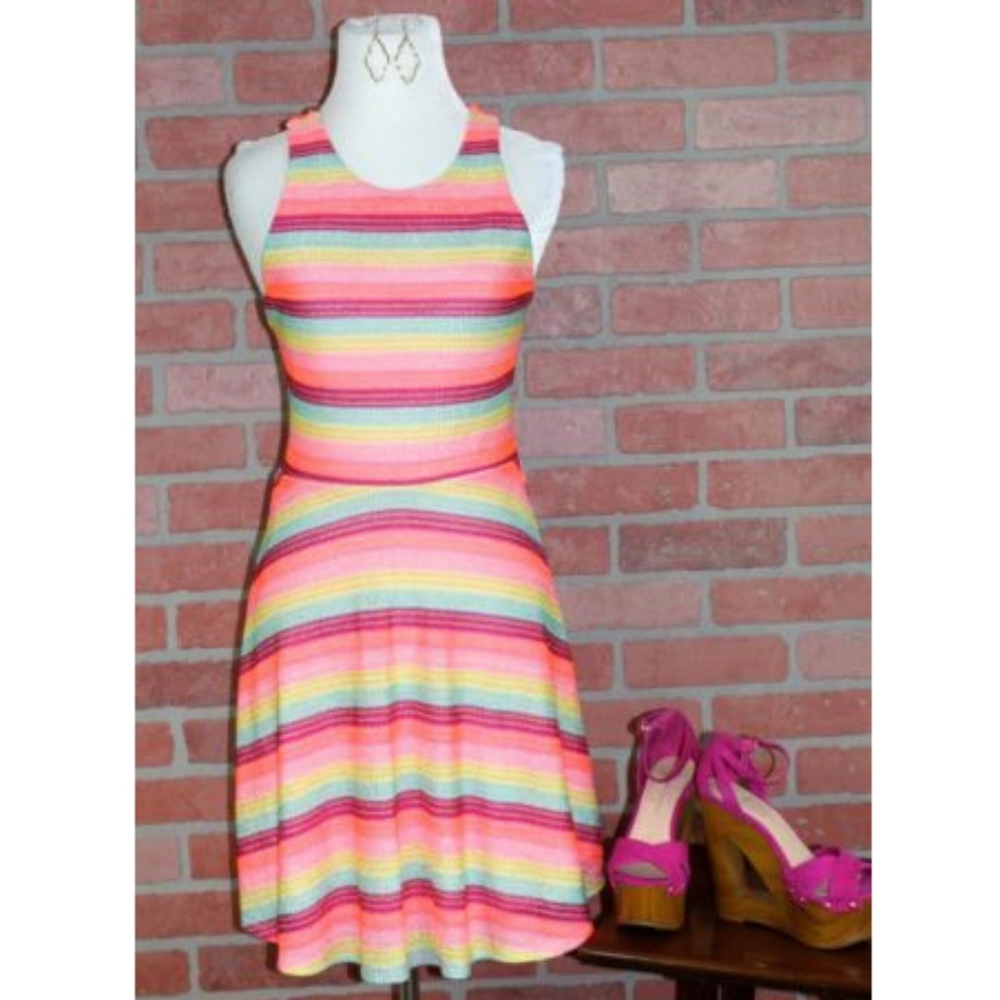 Maude Hot Pink Striped Stretchy Knit Dress